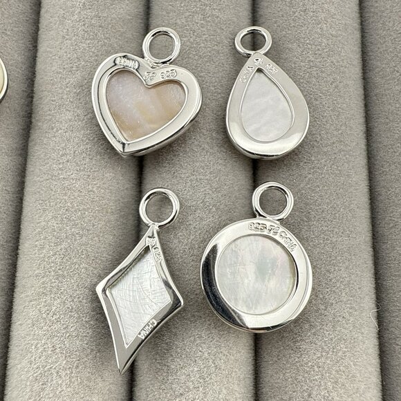 Honora Pearl Earrings Interchangeable 4 Charms Heart Sterling Silver Dangle Drop - Picture 5 of 9